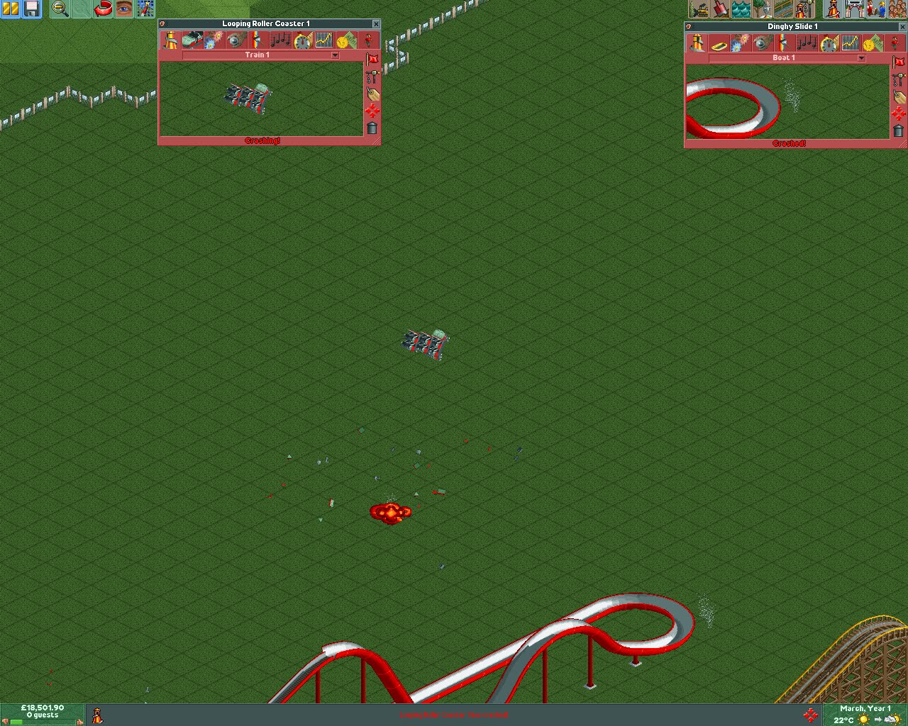 Roller Coaster Tycoon II RCT explosions