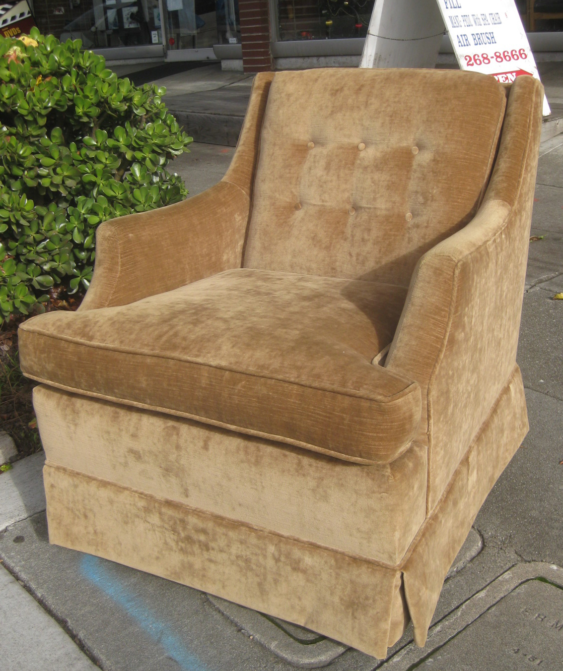 UHURU FURNITURE & COLLECTIBLES: SOLD - Brown Velvet Sofa and Chair - $220