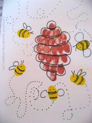 Bee thumbprint craft easy painting activity via Artsy Craftsy Mom