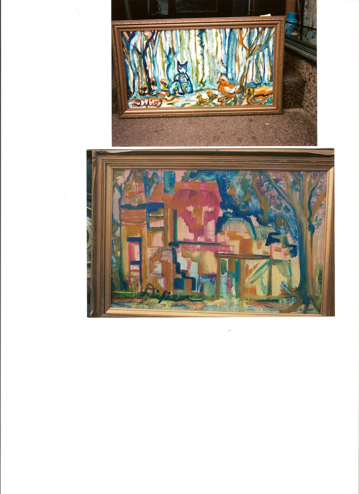 Animals and Abstract House in Woods