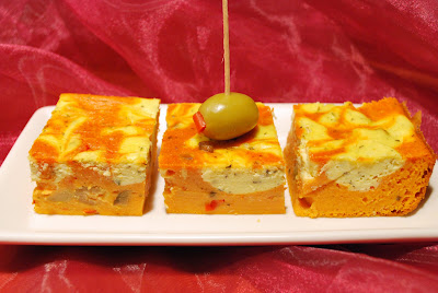 Cuburi marmorate cu ricotta si rosii - aperitiv