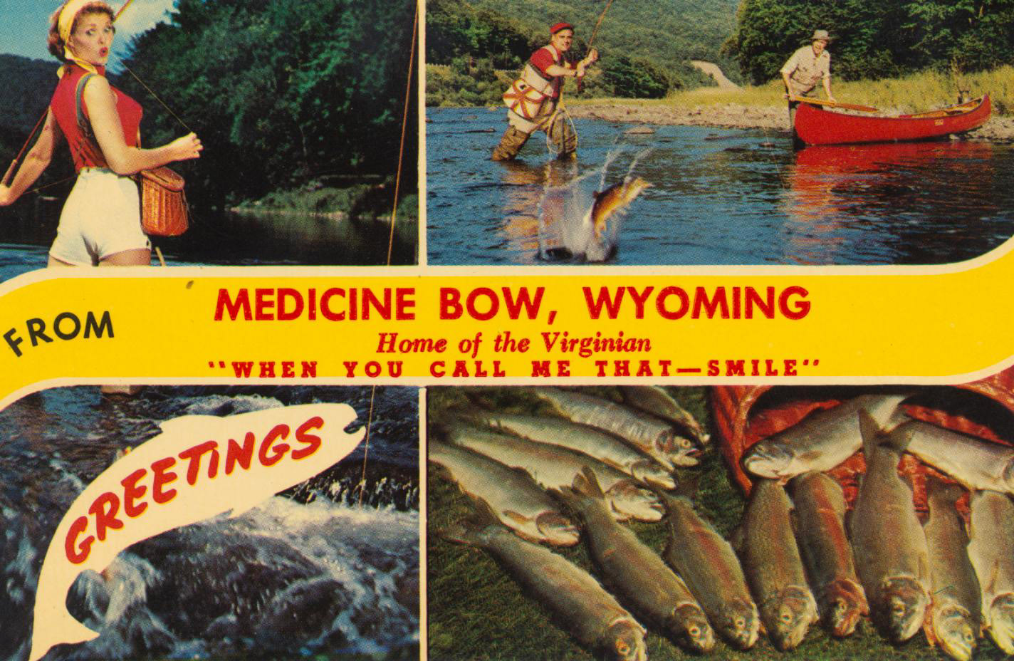Vintage Chrome Postcards Medicine Bow, Wyoming