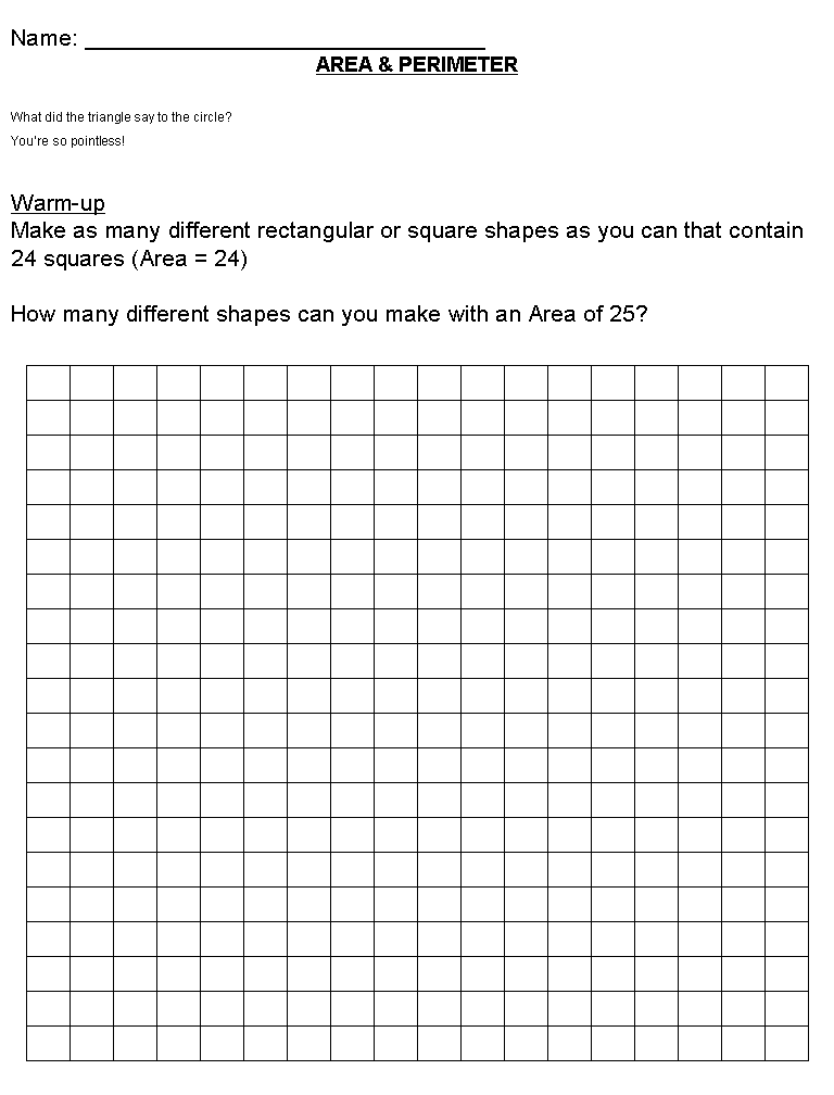 Coaching our kids with Aspergers: Free worksheets - Area and Perimeter