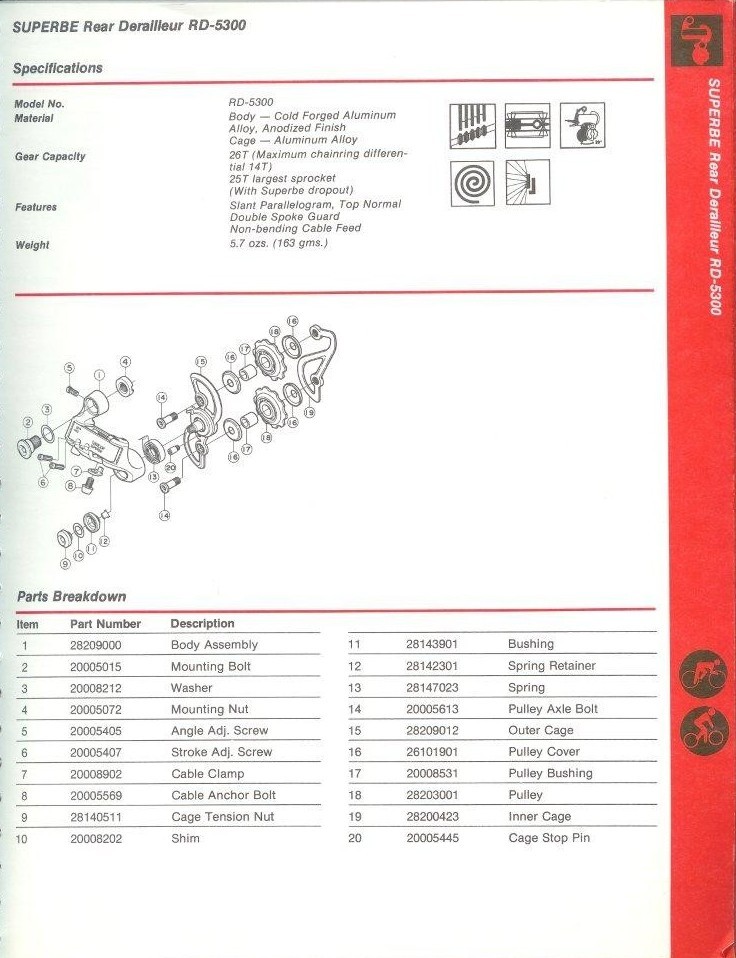 80's Vintage Parts and Restorations Suntour Superbe Pro Rear