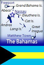 This is a map of the Bahamas with the Bahamas flag attached to the bottom.