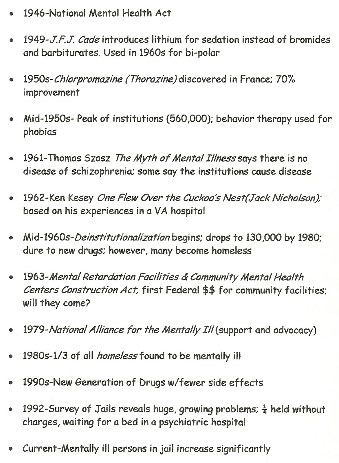 Human Relations 002: Timeline of Mental Illness Treatment