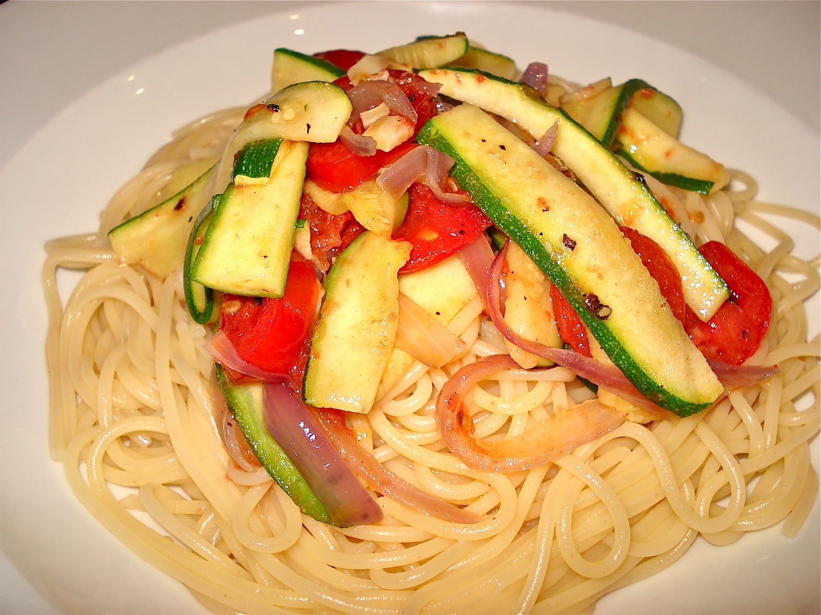 Behind The Burners SPAGHETTI WITH ZUCCHINI AND CHILLI OIL