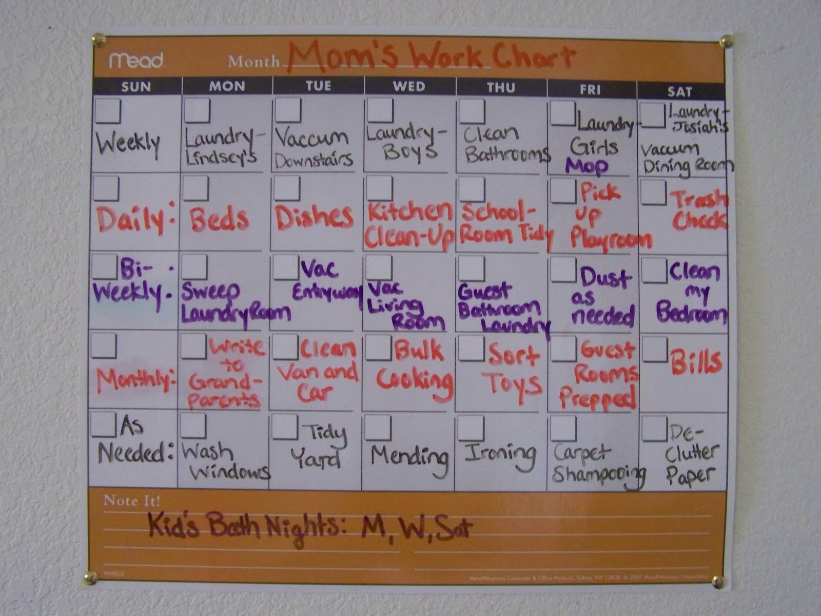 Faithful Homemaking Schedules and Charts