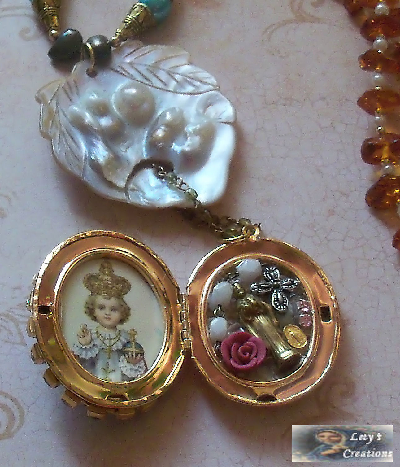 Angelo's Treasures Virgin Mary Cameo Altered Art Shrine Religious Necklace