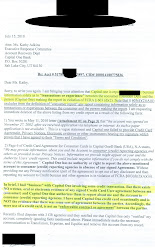 My letter to Capital One Excutive Response Committee