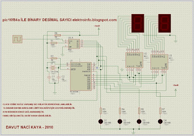 pic16f84 ile binary desimal 0-15 sayıcı