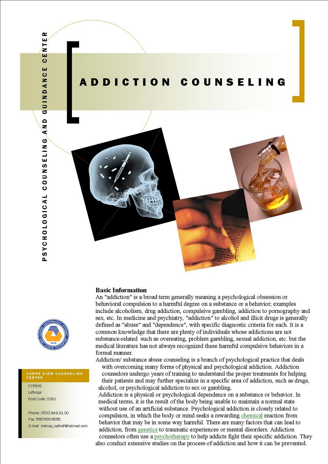 Addiction Counseling: Informational Flyer about Addiction Counseling