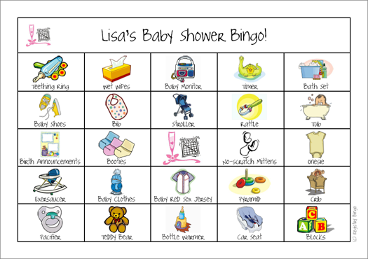 Example of Baby Shower Bingo