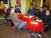 Essen Spiel 2010 - Day 3
The team (Phil, Ben, Rob, Daniel, Simon and Ian) eating dinner - Curry brakwurst - hmmm