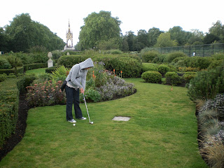 Emily playing the Adventure Golf Grass Putting course at Hyde Park, London.