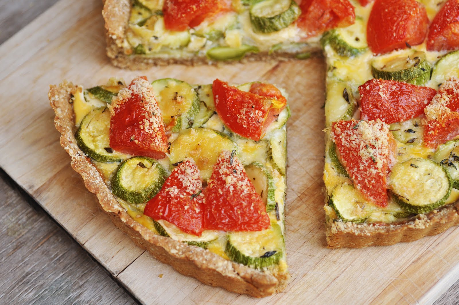 Anja&amp;#39;s Food 4 Thought: Tomato Zucchini Tart with Herbs and Parmesan