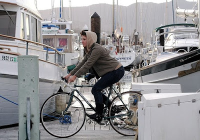 Image of bicyclist in Sausalito