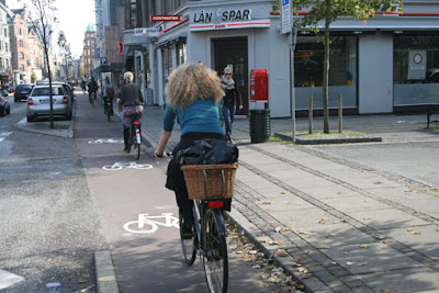 Separated bike lane in Copenhagen