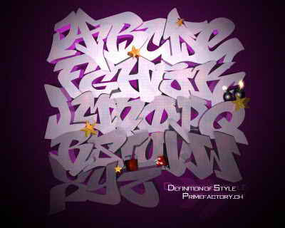 New 3D Graffiti Alphabet Letters A-Z Purple Style