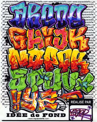graffiti fonts a-z. Colorful alphabet graffiti is