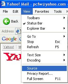 Internet Explorer view page source
