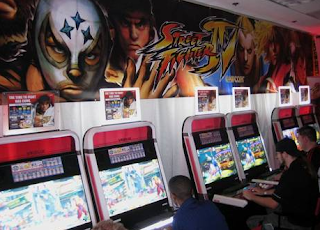 Row of Street Fighter IV arcade cabinets
