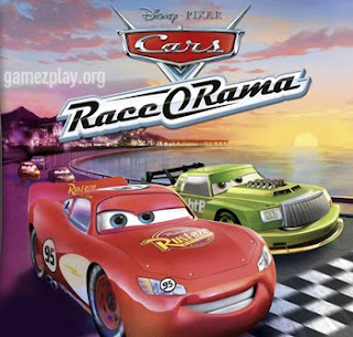 cartoon race cars with eyes and smiling grills on the waters edge street nintendo ds cover art
