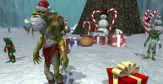 christmas game scene gremlins in snow with santa outfits