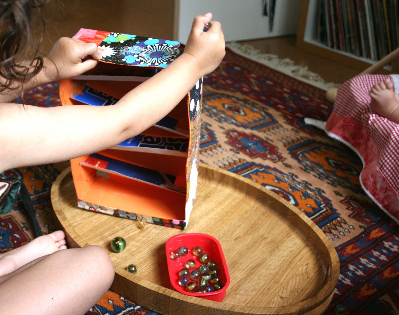 a year above the shop Cereal box marble run