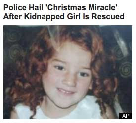 Photo of curly-headed girl with headilne Police Hail 'Christmas Miracle' After Kidnapped Girl Is Rescued'