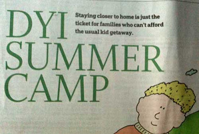 Newspaper headline reding DYI SUMMER CAMP