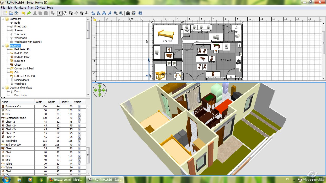 Software design rumah  dengan Sweet Home 3D terbaru