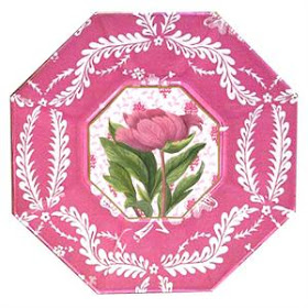 Marye Kelley Decoupage Handmade Plate Decorative Octagon Floral 