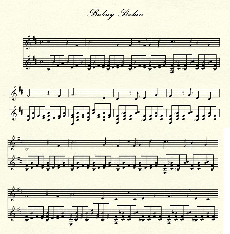 Not Balok Lagu Bubuy Bulan Guru