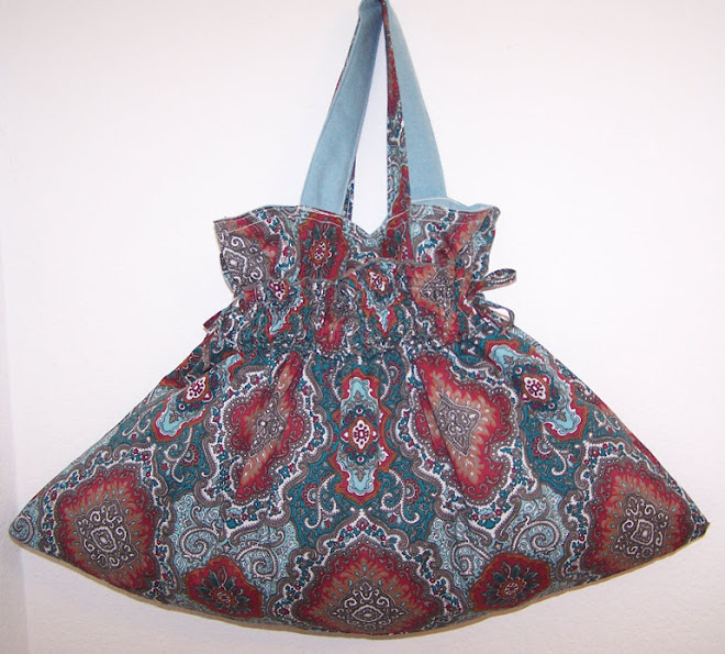 Darling Handmade Drawstring Handbag Purse Turquoise Aqua Colors
