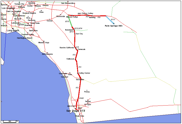 de Palm Springs, CA 065 à San Diego, CA 073 / Distance: 223,60 km