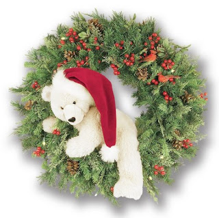 Decorated Christmas wreath with beautiful and cute Teddy as Santa dress image download for free