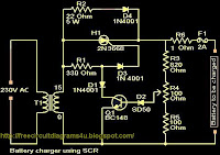 FREE CIRCUIT DIAGRAMS 4U: Battery charger circuit using SCR.