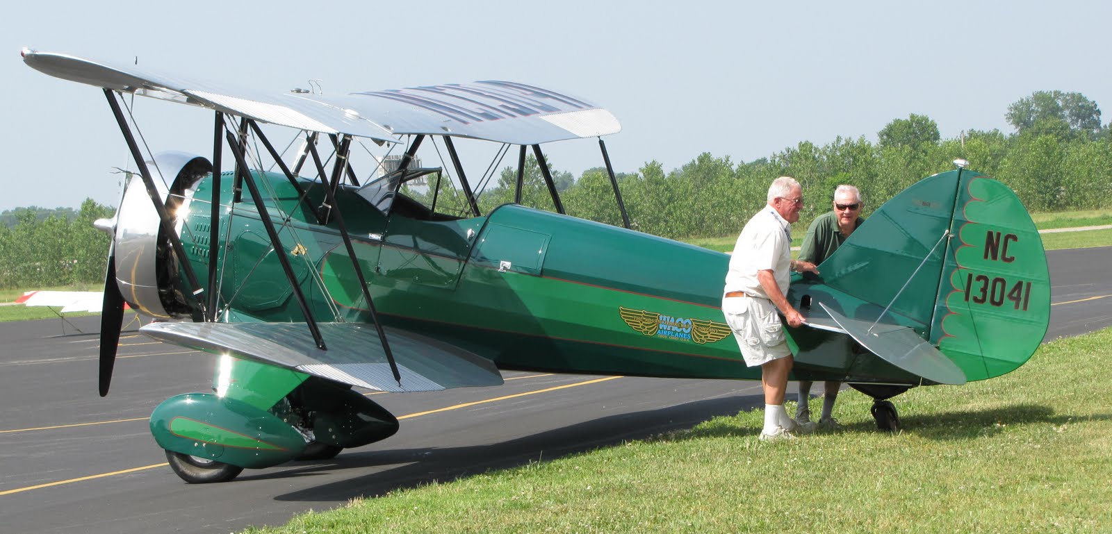 The Aero Experience Green Wacos at the Waco FlyIn, Creve Coeur Airport