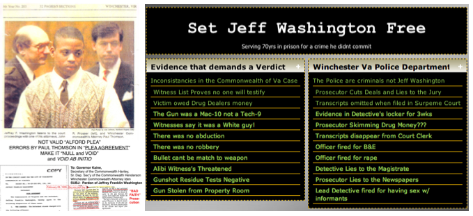 Washington Falsely Jailed by Winchester Court Corruption