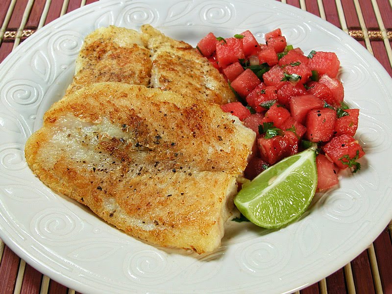 Cooking Weekends Pan Fried Fish with Watermelon Salsa
