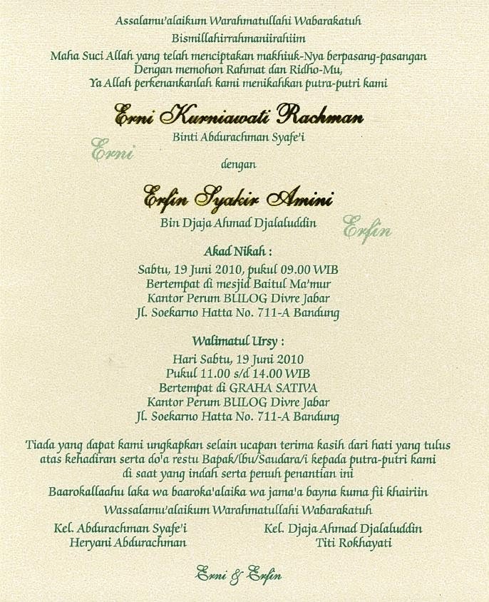 undangan pernikahan Erni & Erfin: akad nikah dan walimatul ursy