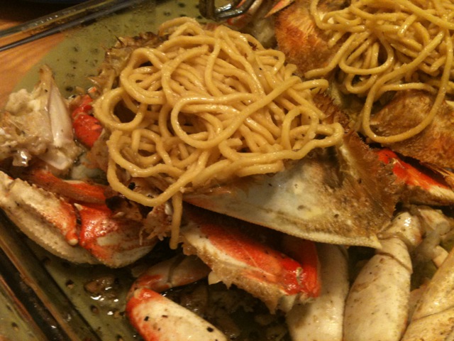 slice & swirl: Roasted Crab with Garlic Noodles