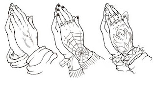 model drawings of Praying hands tattoo designs in worship of god Jesus Christ pictures and Christian religious wallpapers free download