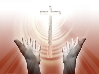Spiritual hands praying the wooden cross of Jesus Christ religious Christian picture free download