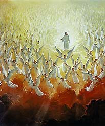 Return of Jesus to the earth from heaven and angels around him free religious Christian photo