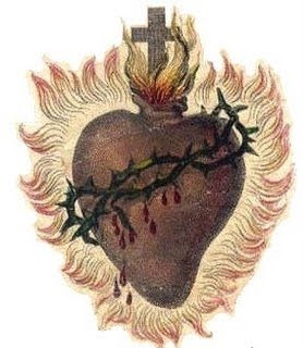 Sacred heart of Jesus with blood drops, Cross, and Thorns drawing image download religious pictures for free