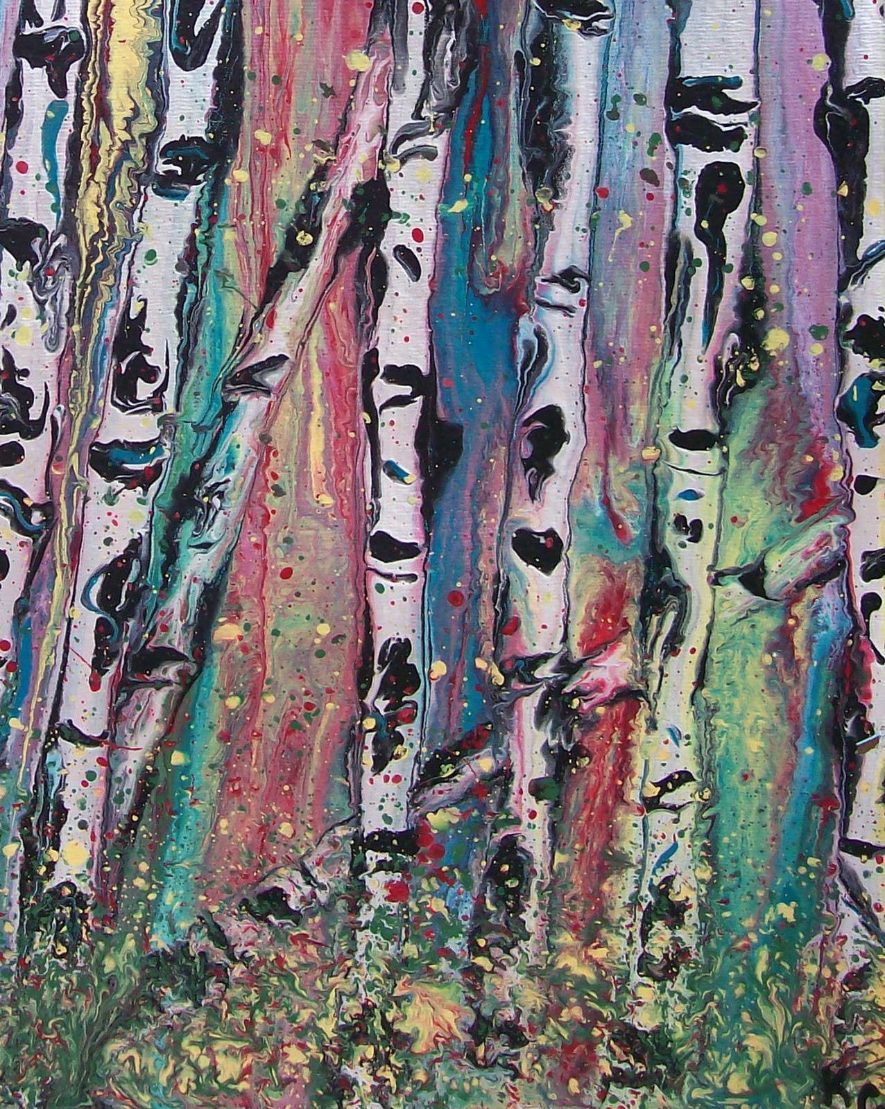 Aspen Tree Paintings "Aspen Whimsy IV" Original