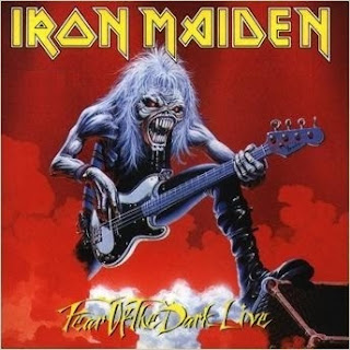 Portada Iron Maiden single fear of the dark live
