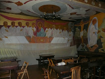 2009, Essex, Anglia. Trapeza manastirii ortodoxe (pictura e realizata de parintele Sofronie)